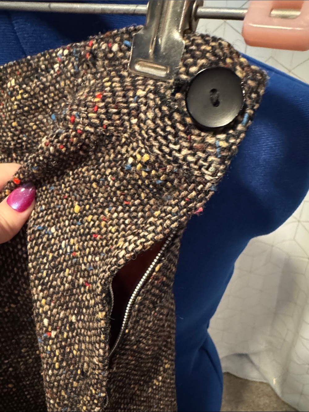 Vintage Women's Tweed A-Line Skirt in Brown Speckle - Picture 4 of 4